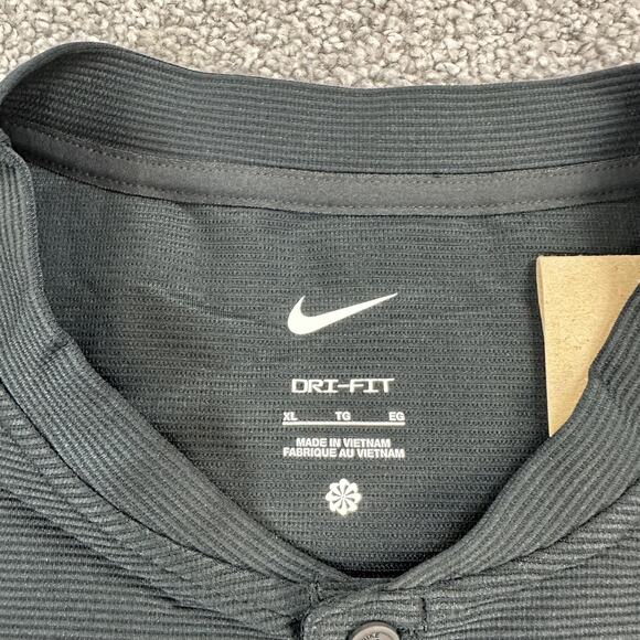 Nike Polo Shirt Mens XL Black DriFIT Golf FJ7035-010 Athletic Performance Henley - Picture 4 of 9